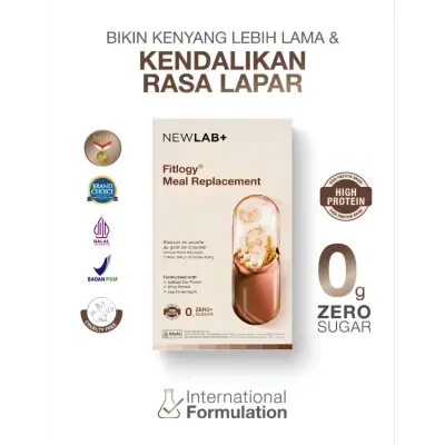 Newlab Fitlogy Meal Replacement 12 Sachet - Minuman Rasa Coklat Pengganti Makan Harian