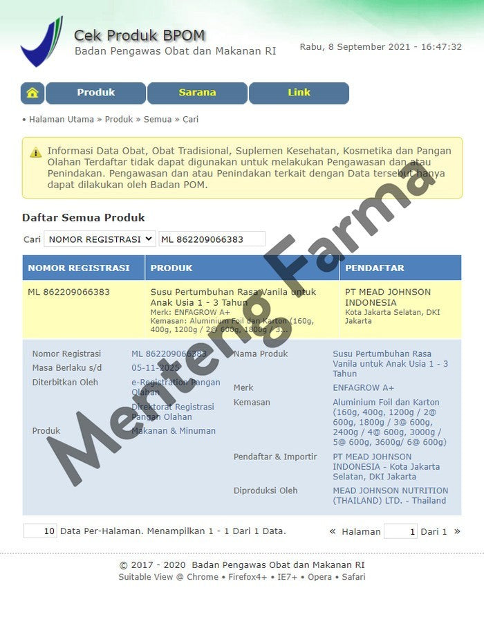 Enfagrow A+3 Vanila - Susu Pertumbuhan Anak 1-3 Tahun 400 gram