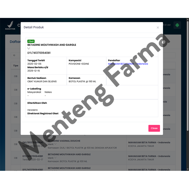 Betadine Obat Kumur 190 ml - Penghilang Bau Mulut dan Sariawan