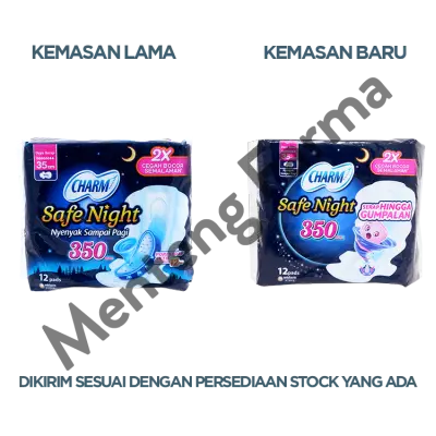 Charm Pembalut Safe Night 35 cm Wing 12 Pads - Pembalut Malam 35 cm