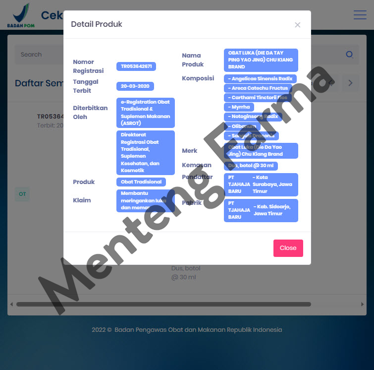 Die Da Yao Jing (Feng Liao Xing) - Menteng Farma