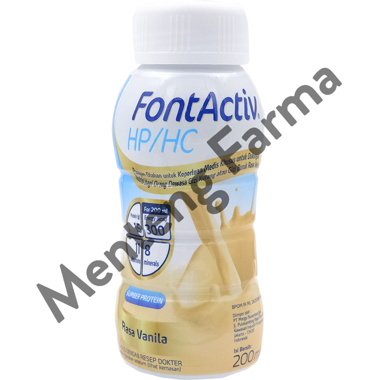FontActiv Hp/Hc Rasa Vanila 200 mL - Susu Tinggi Protein Khusus Malnutrisi / Kekurangan Gizi - Menteng Farma