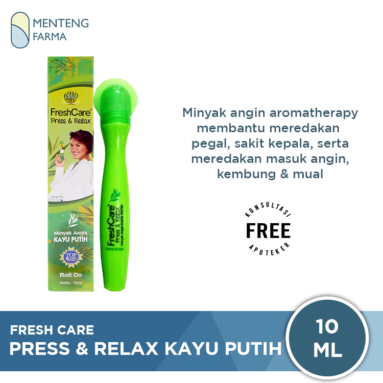 Freshcare Press & Relax Minyak Kayu Putih - Minyak Angin 2in1 Roll On dan Kerikan - Menteng Farma