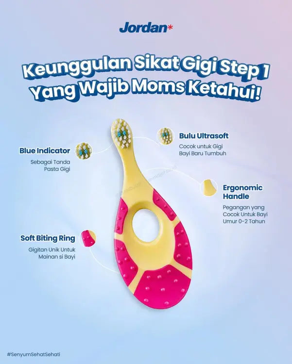 Jordan Oral Care Kids Step 1 Extra Soft (0-2 Years) - Sikat Gigi Anak