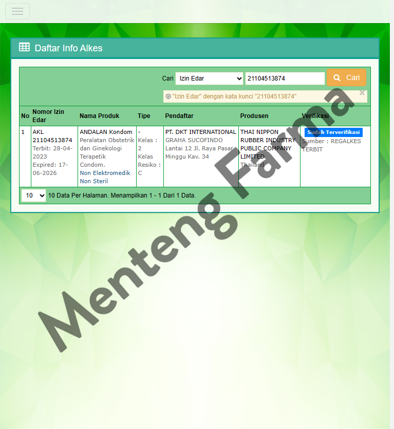 Kondom Andalan - Menteng Farma