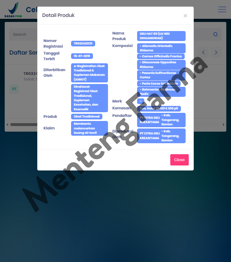 Liu Wei Di Huang Wan (Delihat) - Menteng Farma