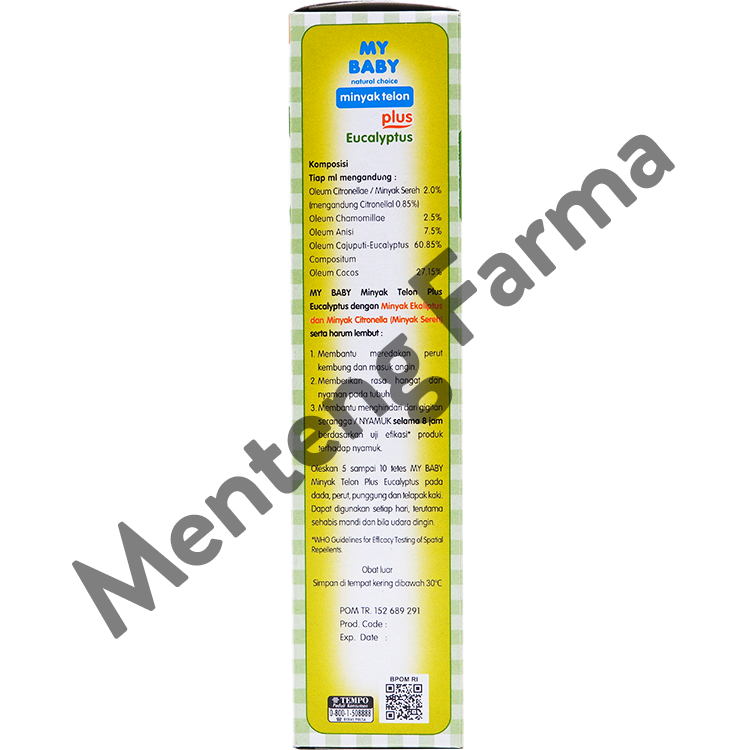 My Baby Minyak Telon Plus 150 ml - Anti Nyamuk, Pereda Perut Kembung - Menteng Farma