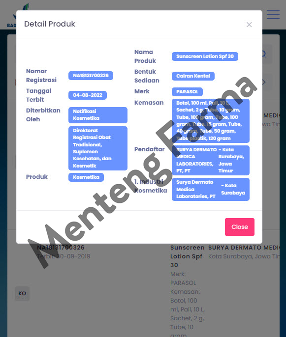 Parasol UV Guard Sunscreen SPF 30 - 100 Gram - Lotion Tabir Surya - Menteng Farma