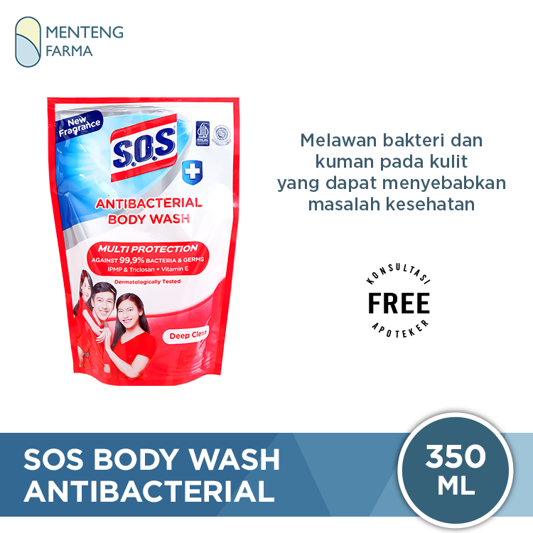 SOS Anti Bacterial Body Wash Deep Clean 350 mL - Sabun Mandi Cair