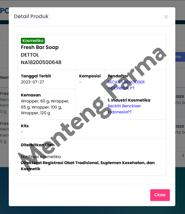 Sabun Mandi Batang Dettol Profresh Fresh - 60 gram