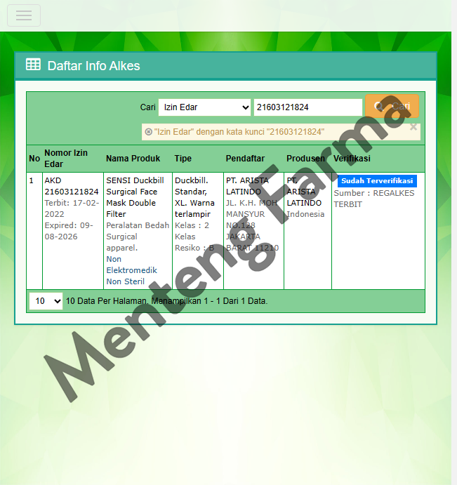 Sensi Mask Duckbill Face Mask Isi 50 Masker - Menteng Farma