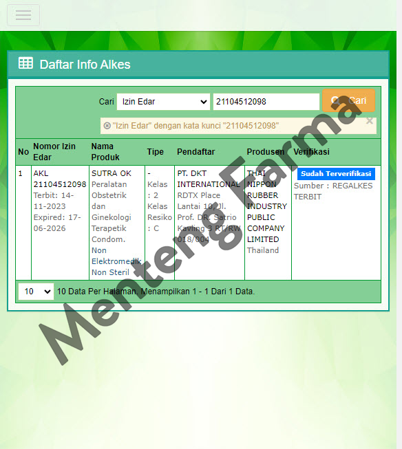 Kondom Sutra OK (Isi 24) - Menteng Farma