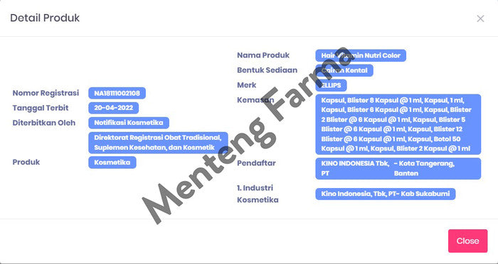 Ellips Hair Vitamin Nutricolor 6 Kapsul - Vitamin Rambut Berwarna - Menteng Farma