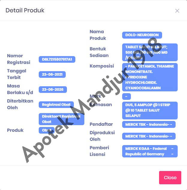Dolo-Neurobion 10 Tablet - Pereda Nyeri dan Vitamin Neurotropik - Menteng Farma