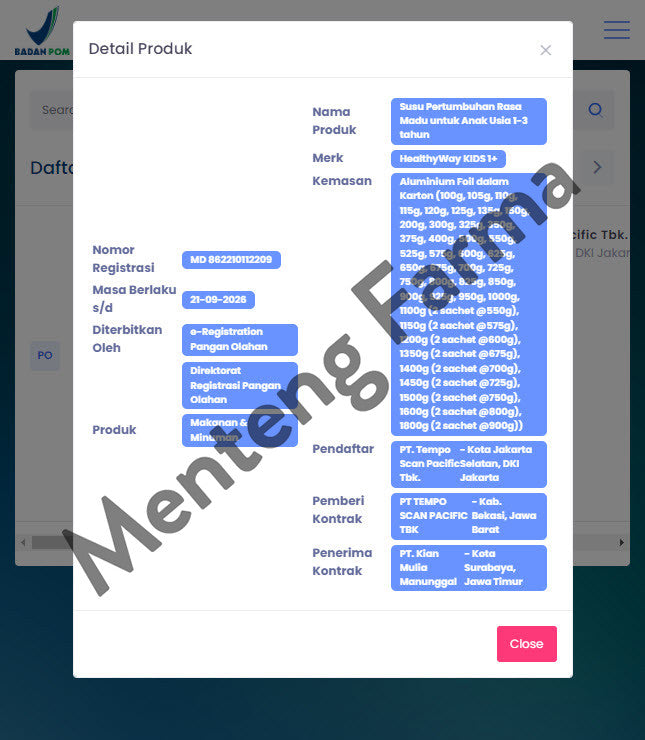 HealthyWay Kids 1+ Madu 725 Gr Susu Pertumbuhan Anak 1 - 3 Tahun