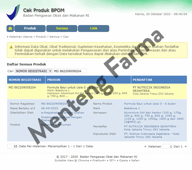 Bebelove 1 (0 - 6 Bulan) Formula Bayi Bubuk 400 Gram