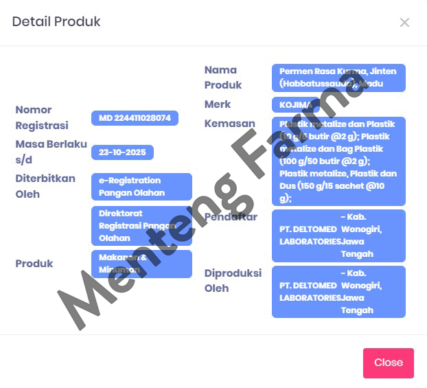 Permen Kojima 50 Butir - Permen Kurma Jinten dan Madu - Menteng Farma