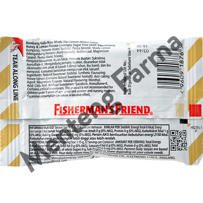 Fisherman's Friend Honey & Lemon Sugar Free - Permen Pelega Tenggorokan - Menteng Farma