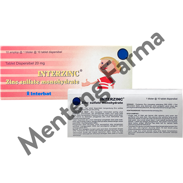 Interzinc 20 mg 10 Tablet - Obat Diare Anak - Menteng Farma