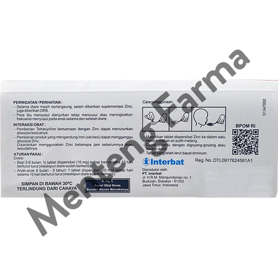 Interzinc 20 mg 10 Tablet - Obat Diare Anak - Menteng Farma