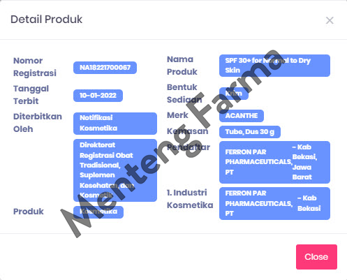 Acanthe Sunscreen SPF 30 For Normal to Dry Skin - Tabir Surya Kulit Normal - Menteng Farma