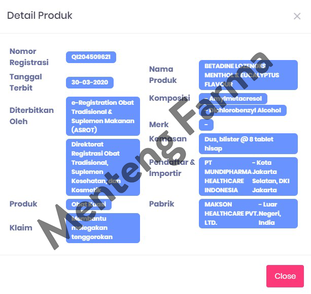 Betadine Lozenges Menthol & Eucalyptus 8 Butir - Tablet Hisap Antiseptik - Menteng Farma