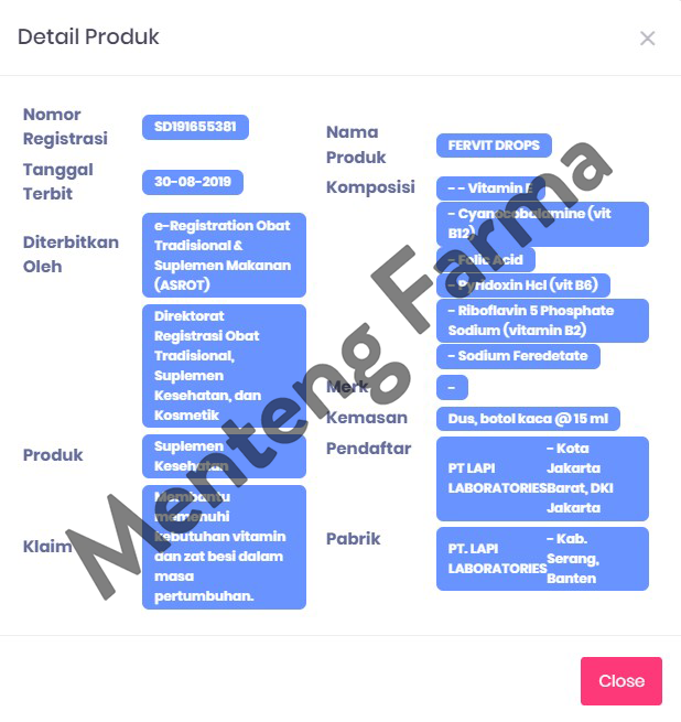 Fervit Drops 15 ml - Suplemen Pertumbuhan Anak - Menteng Farma
