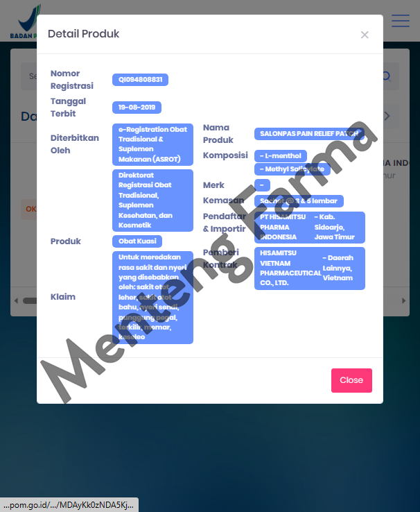 Salonpas Pain Relief Patch 3 Lembar - Koyo Nyeri Otot dan Sendi - Menteng Farma