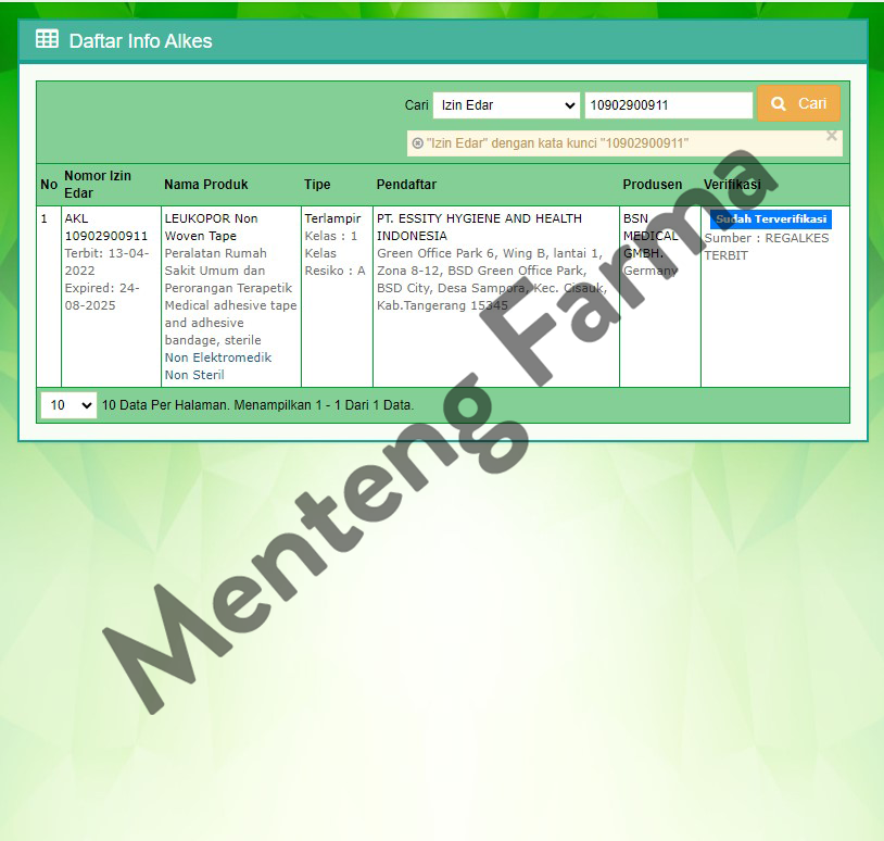 Leukopor 1.25 CM x 9.2 M - Plaster Kertas Untuk Luka - Menteng Farma