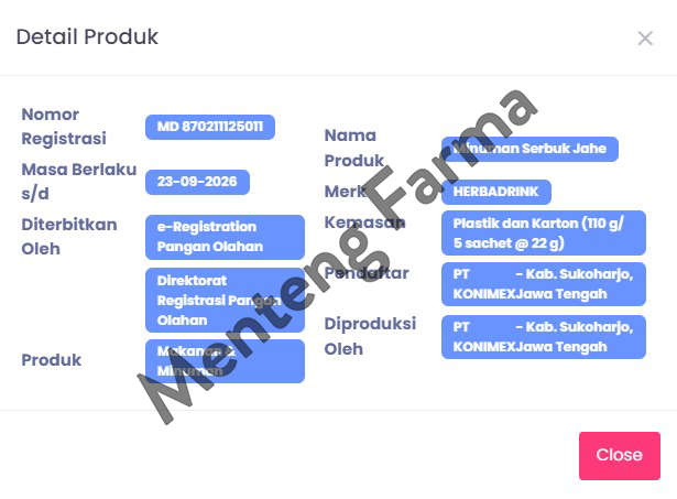 Herbadrink Sari Jahe - Minuman Serbuk Pengahangat Tubuh - Menteng Farma