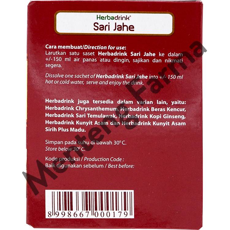 Herbadrink Sari Jahe - Minuman Serbuk Pengahangat Tubuh - Menteng Farma