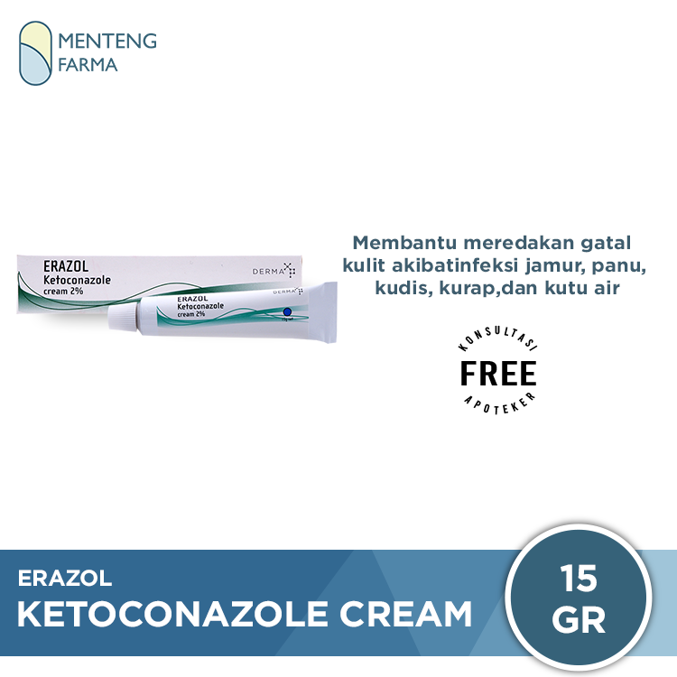 Erazol Cream 15 Gr - Krim Jamur Kulit, Panu, Kurap - Menteng Farma