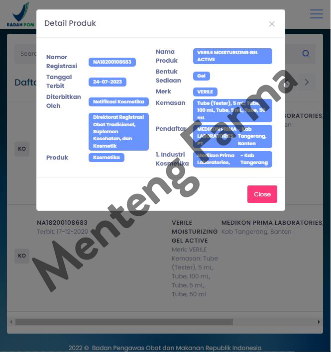 Verile Moisturizing Gel 100 mL - Pelembab dan Pencerah Kulit Wajah - Menteng Farma