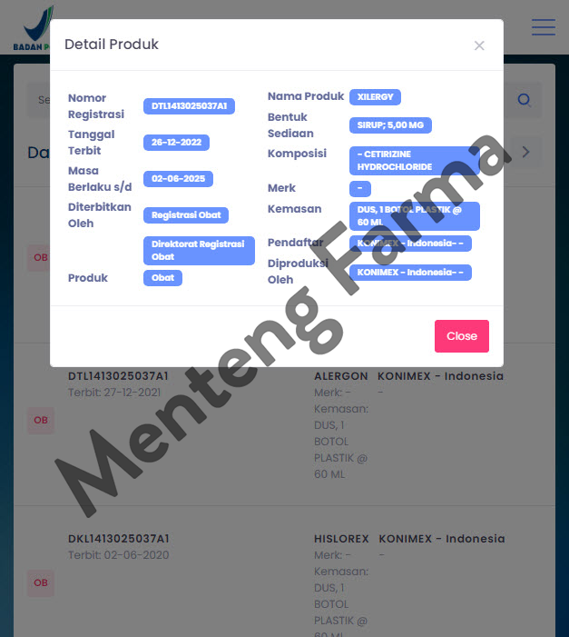 Xilergy Sirup 60 mL - Obat Alergi Biduran dan Pilek - Menteng Farma