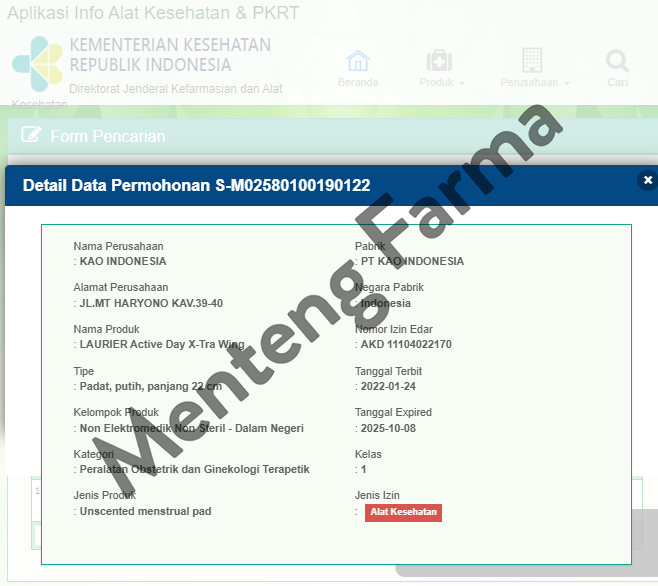 Laurier Active Day X-Tra Wing 5 Pads - Pembalut Wanita 22 Cm - Menteng Farma