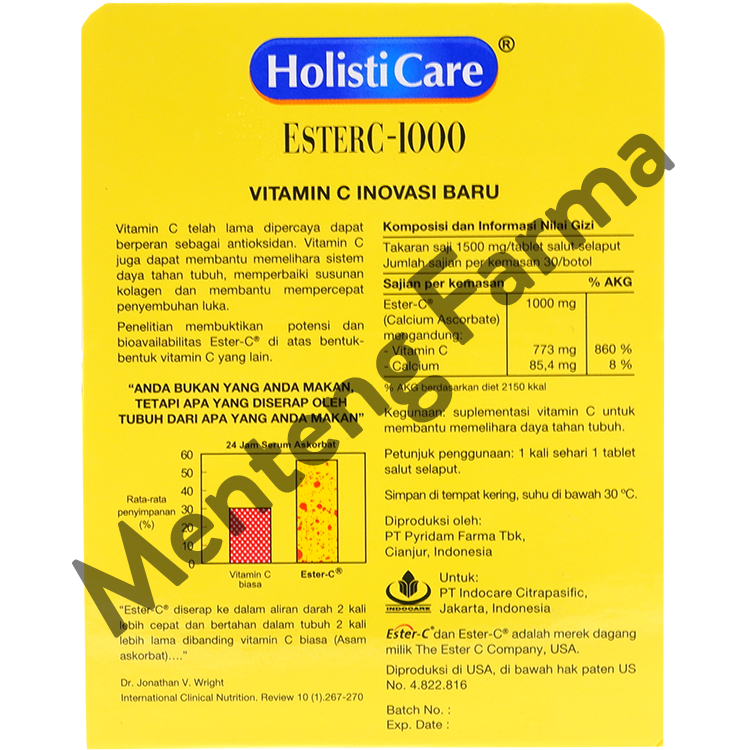 Holisticare Ester C-1000 30 Tablet - Suplementasi Vitamin C 1000 Mg - Menteng Farma