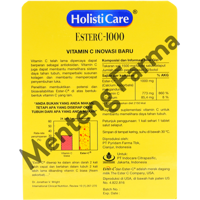 Holisticare Ester C-1000 30 Tablet - Suplementasi Vitamin C 1000 Mg - Menteng Farma