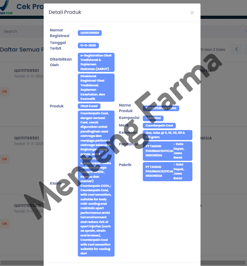 Counterpain Cool 5 gr - Krim Pereda Nyeri Otot, Keseleo dan Encok - Menteng Farma