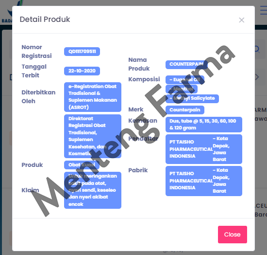 Counterpain 60 gr - Krim Pereda Nyeri Otot, Keseleo, dan Encok - Menteng Farma