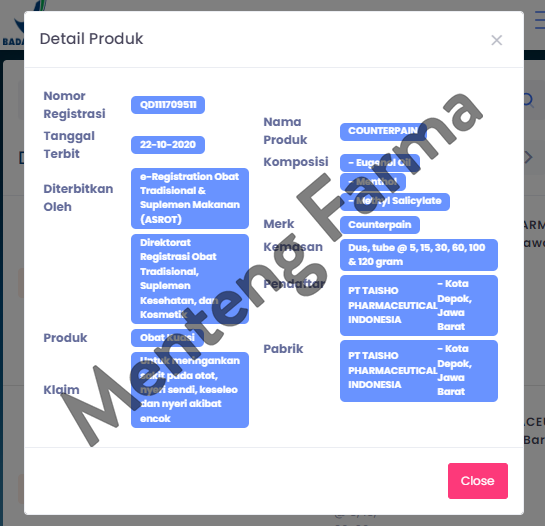 Counterpain 5 gr - Krim Pereda Nyeri Otot, Keseleo, dan Encok - Menteng Farma