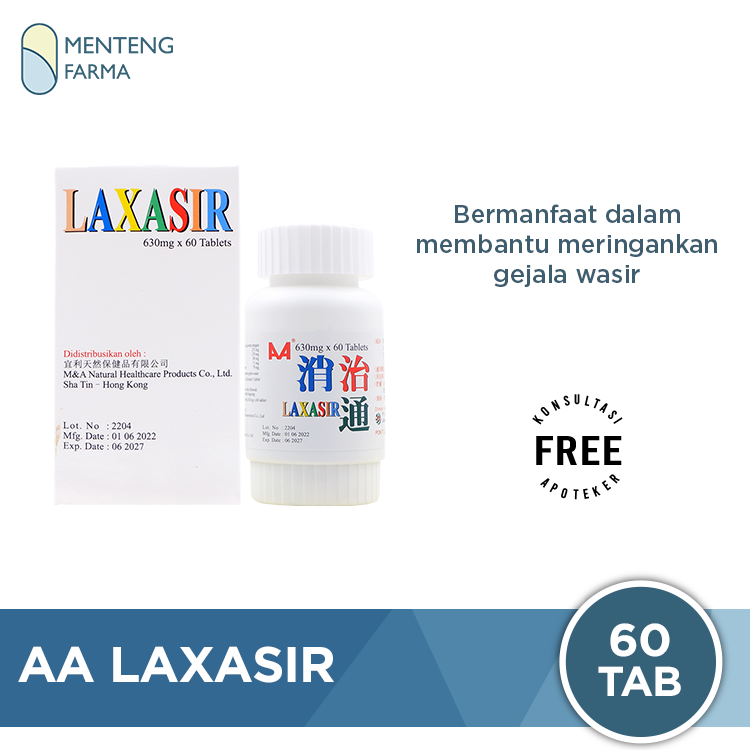 AA Laxasir 60 Tablet - Meringankan Gejala Wasir - Menteng Farma