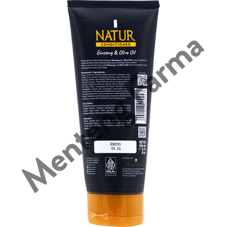 Natur Hair Conditioner Gingseng And Olive Oil 160 ML - Pelembut dan Perawatan Kekuatan Akar Rambut - Menteng Farma