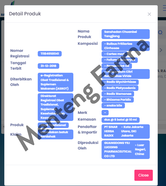 Sanshedan Chuanbei Tangjiang - Obat Batuk Berdahak - Menteng Farma