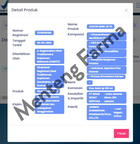 Jian Er Qing Jie Ye - Meredakan Batuk Berdahak - Menteng Farma