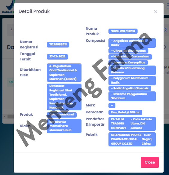 Shou Wu Chich - Tonic Kesehatan Tubuh dan Penyubur Rambut - Menteng Farma