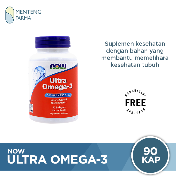NOW ULTRA Omega 500 EPA/250 DHA 90 Softgels Suplemen Kesehatan Tubuh