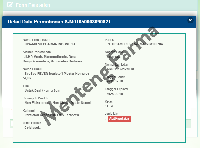 ByeBye Fever Bayi 1 Lembar - Plester Demam Bayi - Menteng Farma
