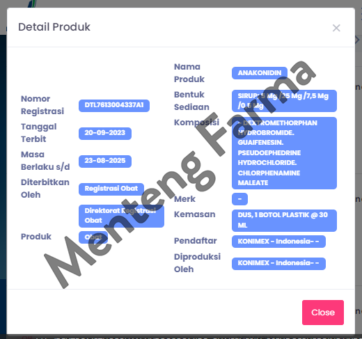 Anakonidin Sirup 30 mL - Obat Batuk dan Pilek Anak - Menteng Farma
