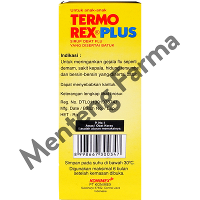 Termorex Plus Sirup 60 mL - Obat Batuk dan Pilek Anak - Menteng Farma