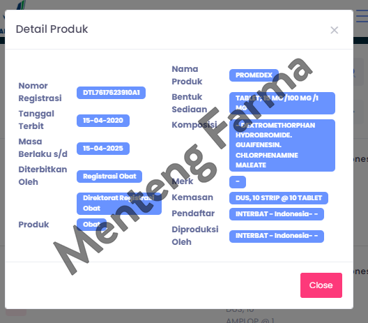 Promedex 10 Tablet - Obat Batuk Karena Alergi - Menteng Farma